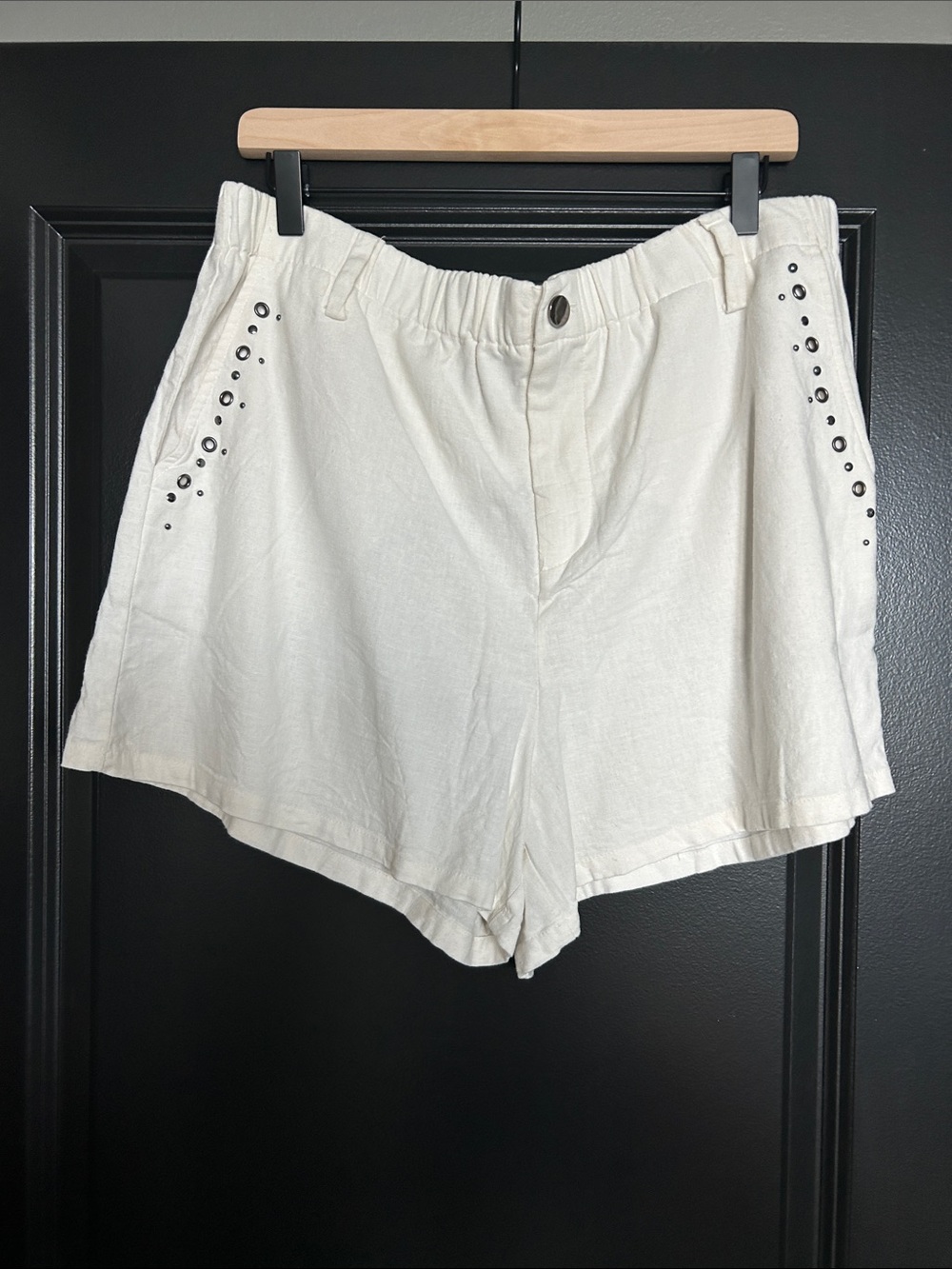 INC International Concepts Womens Femme Flora Short XL White Pull On Linen blend